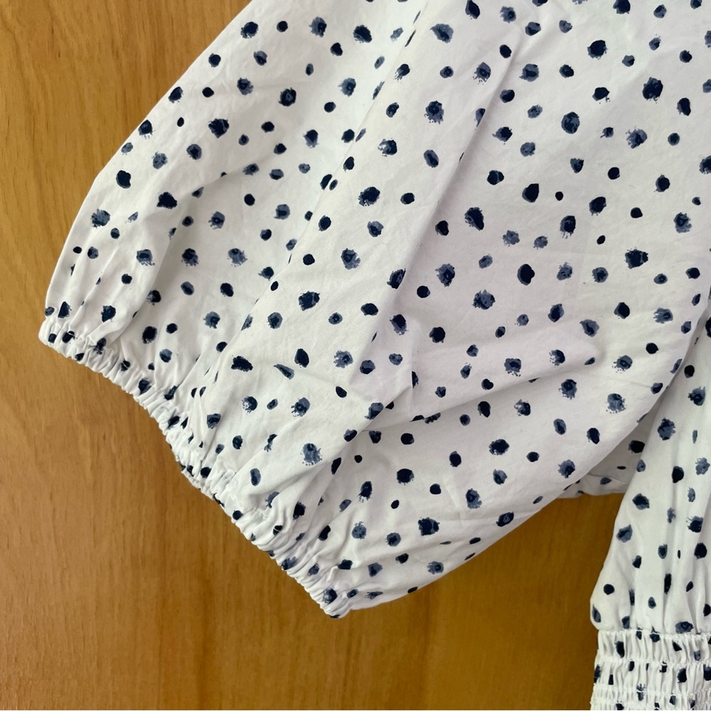 NWT J.Crew Puff-sleeve Smocked-waist Midi Dress in Dot Print M - Picture 8 of 10